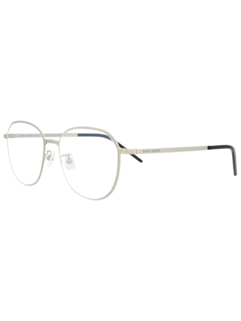 New Saint Laurent Women's Eyeglasses Round Oval Metal Frame Unisex Silver Silver